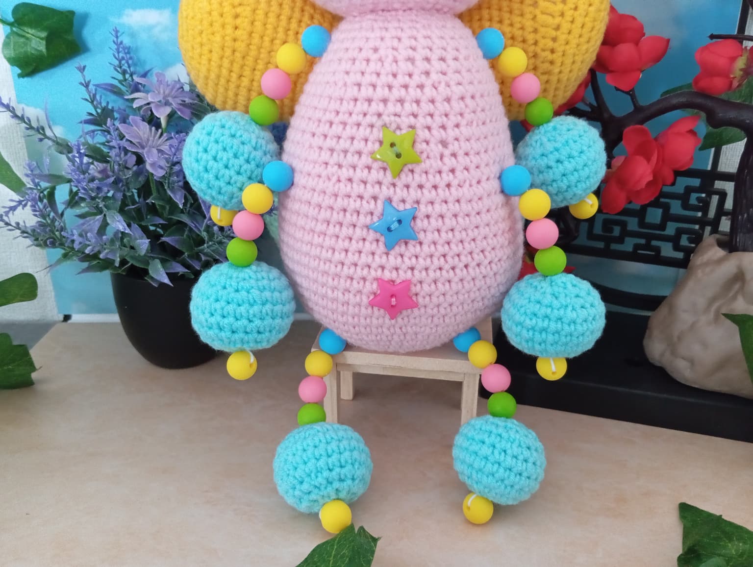 Papillon "Boules" Amigurumi Rose