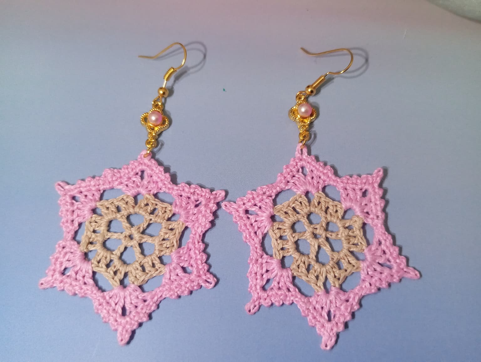 Boucle d'Oreille Beige/Rose