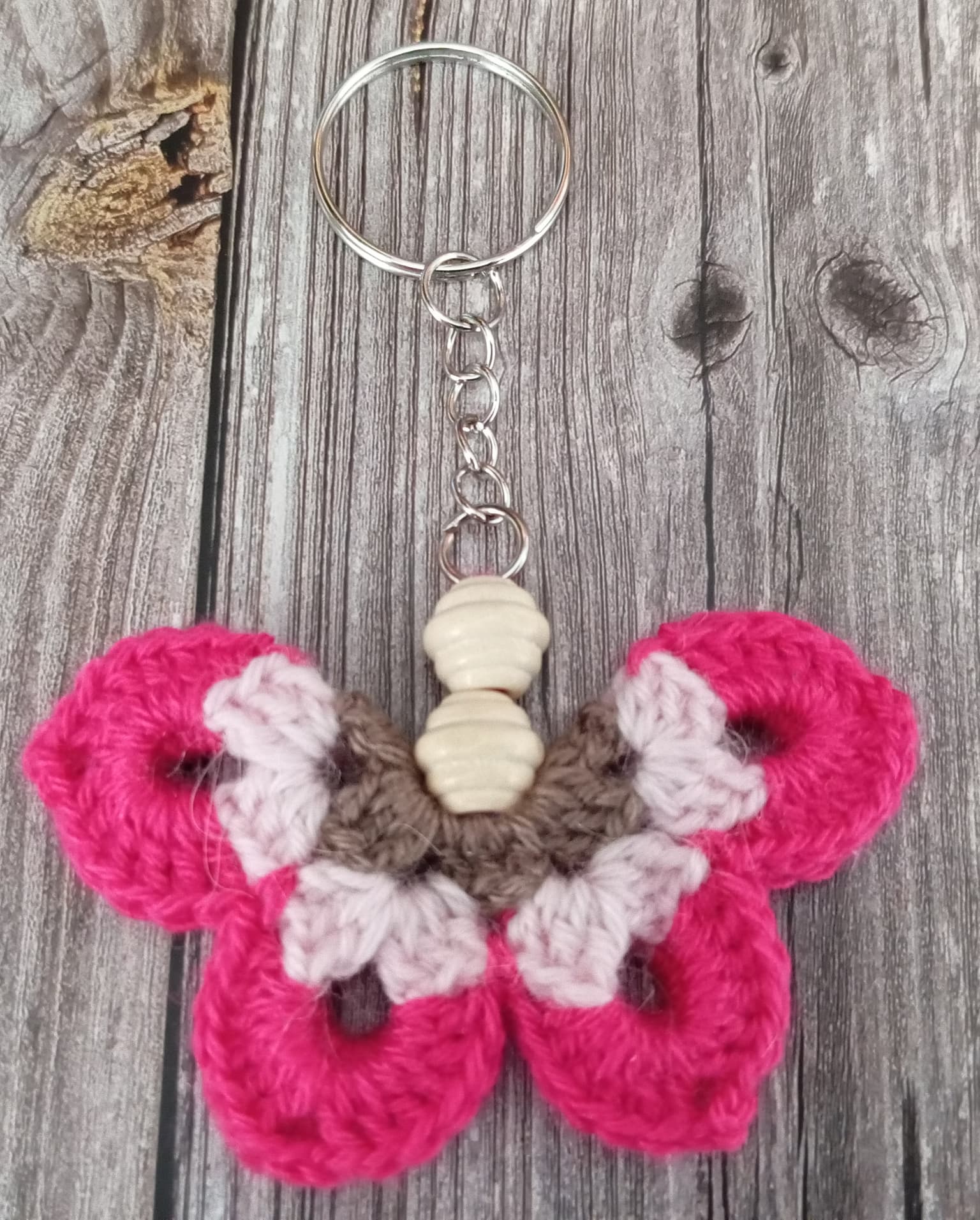 Porte clé papillon rouge/rose/marron