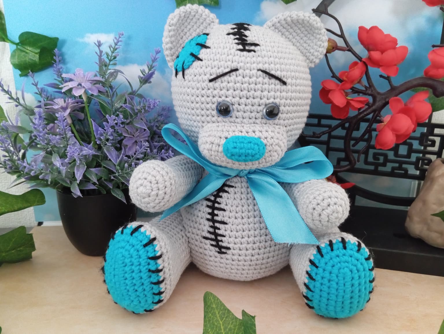 Ours Teddy Bear gris/bleu