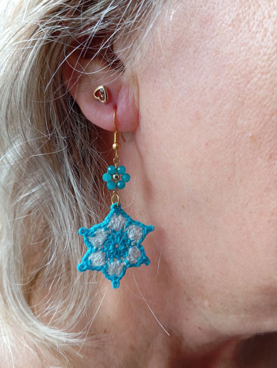 Boucle d'Oreille Bleue/Blanche