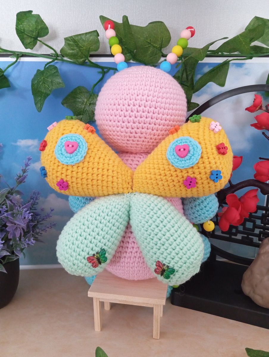 Papillon "Boules" Amigurumi Rose
