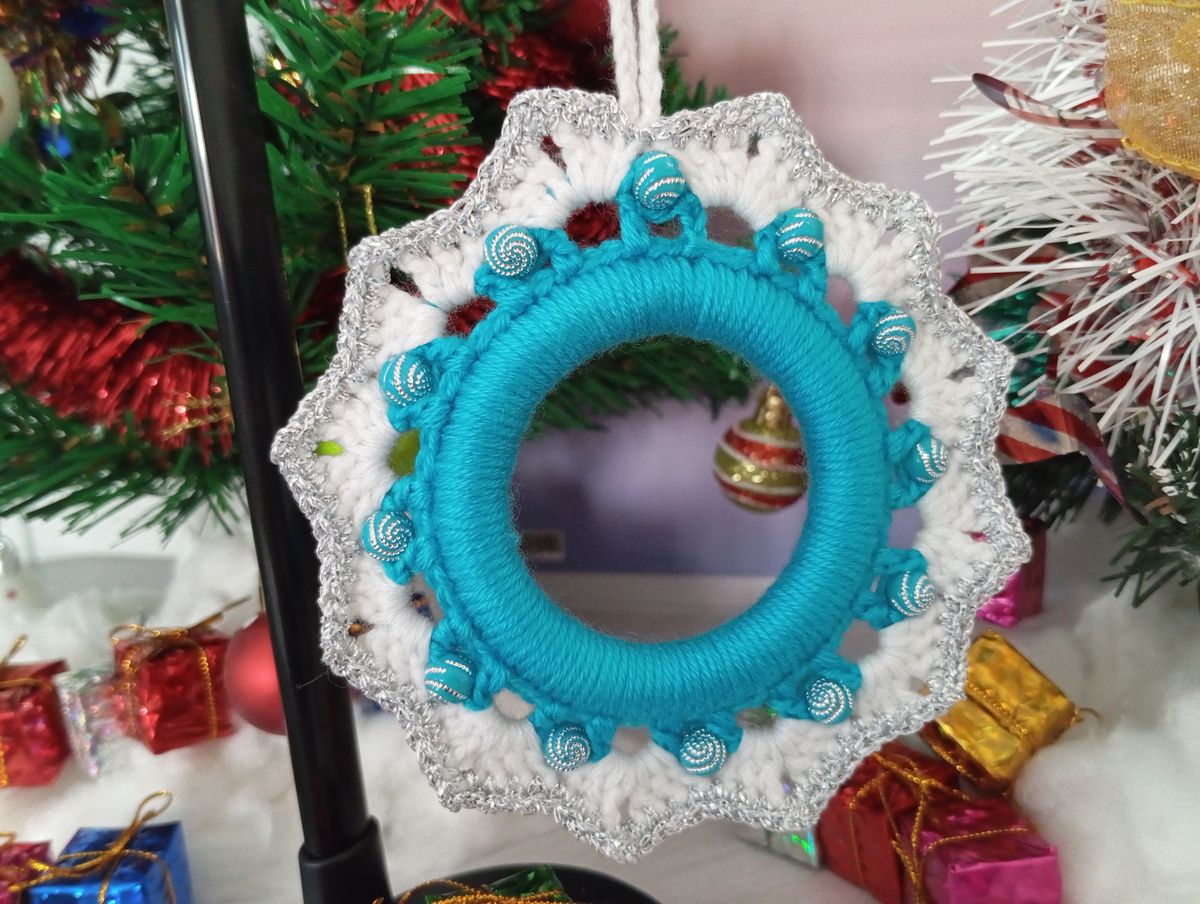 Petite couronne de Noël Bleue/Blanche