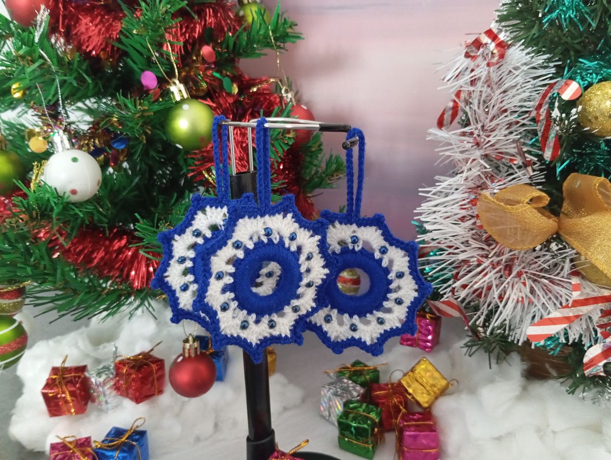 Lot de Petites couronnes de Noël blanche/bleue