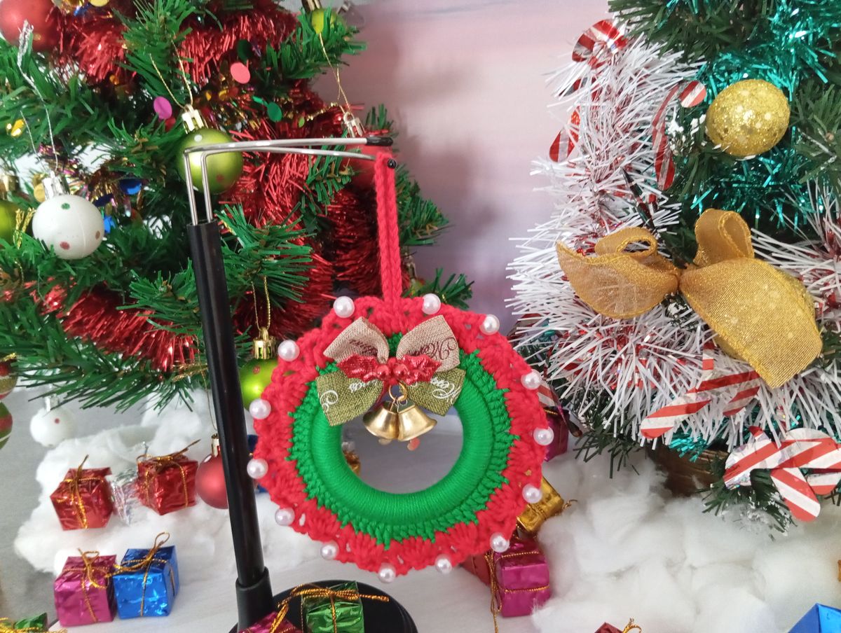Petite couronne de Noël verte/rouge