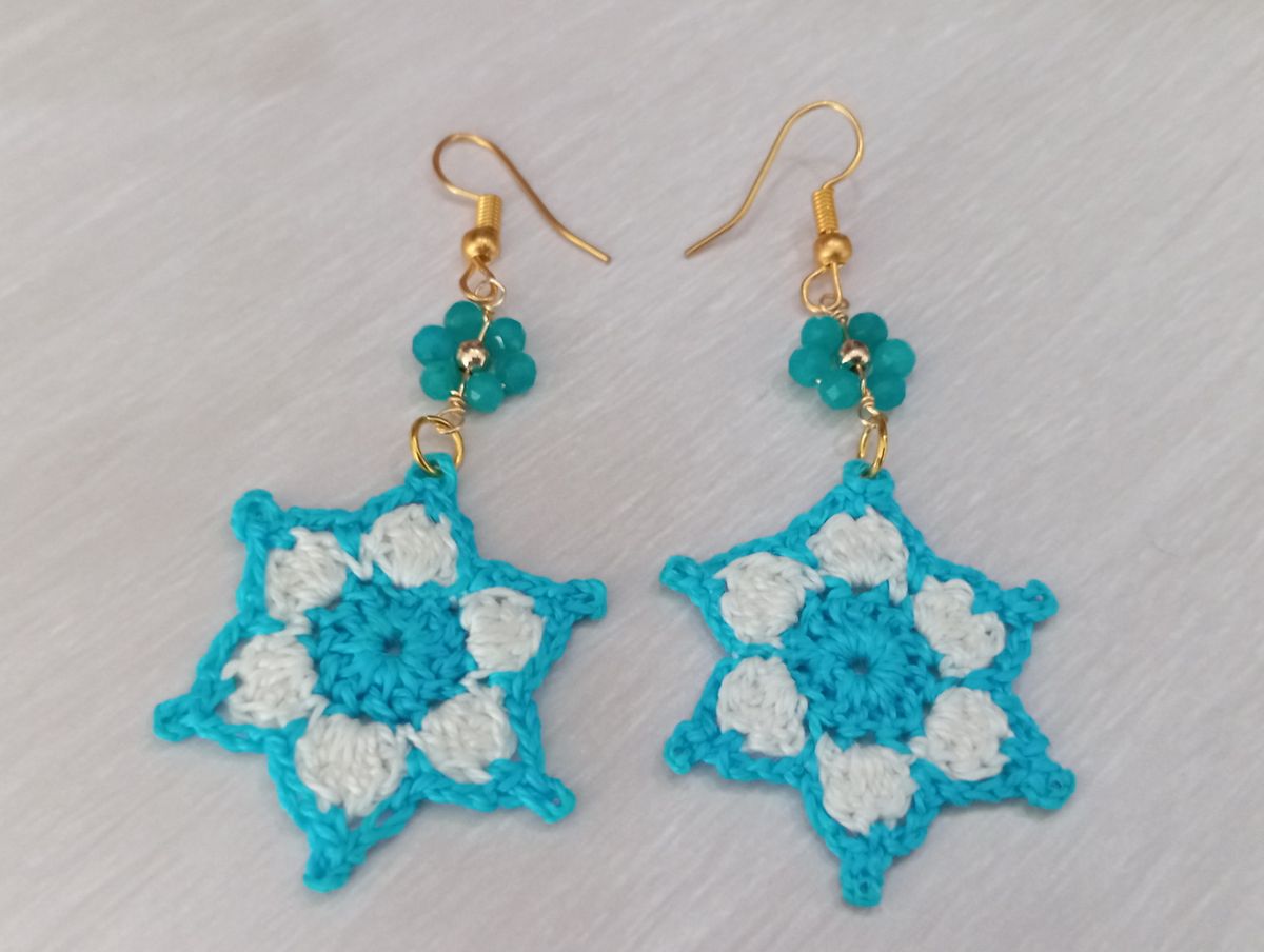 Boucle d'Oreille Bleue/Blanche