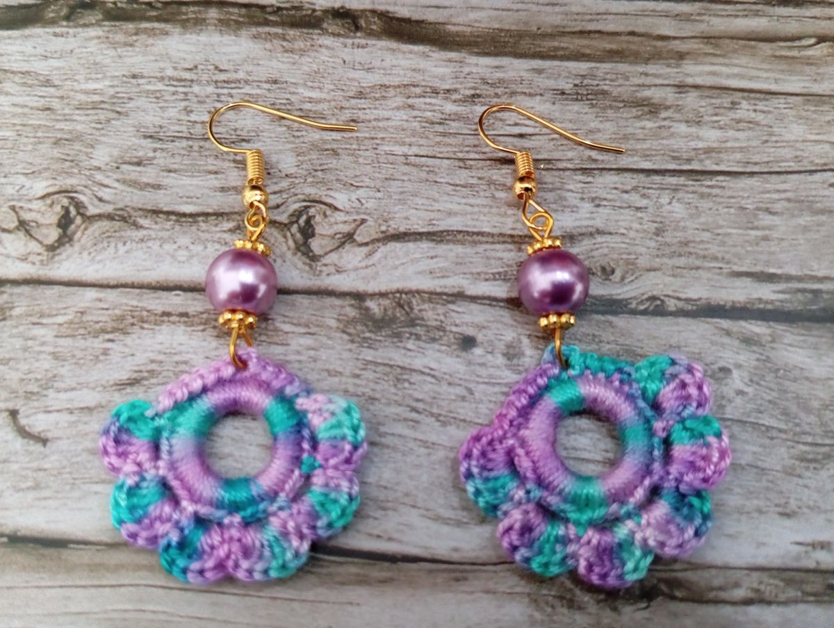 Boucle d'Oreille verte/mauve