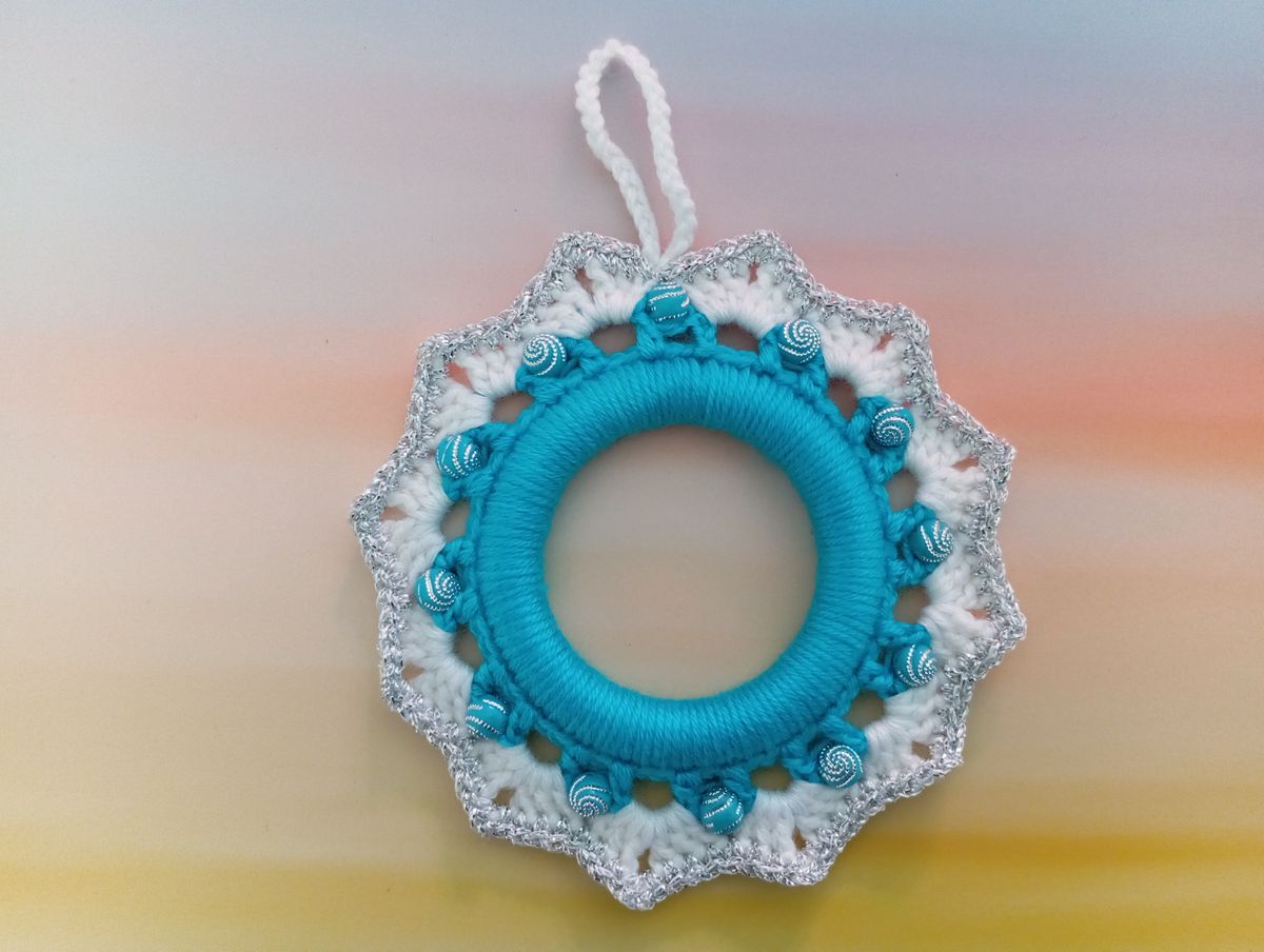 Petite couronne de Noël Bleue/Blanche