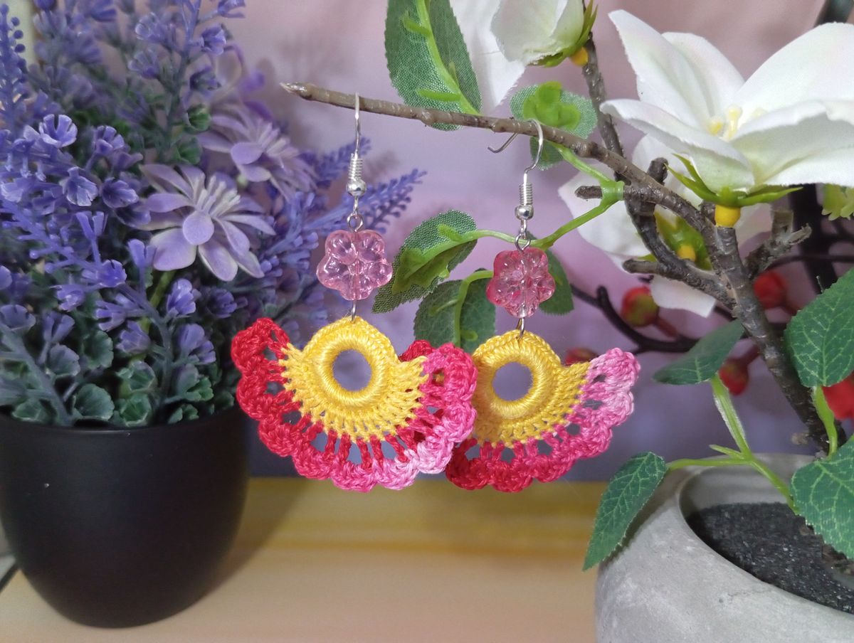 Boucle d'Oreille Jaune/Rouge