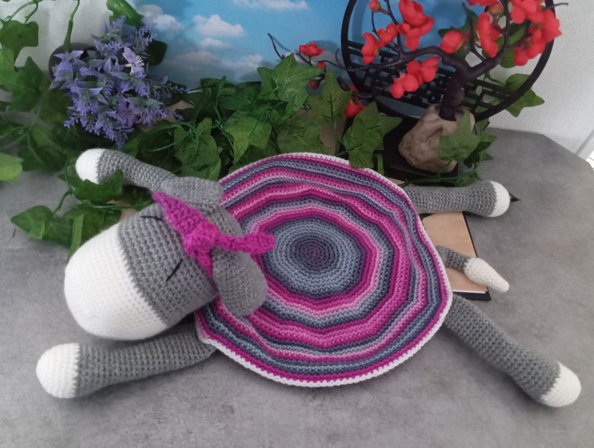Doudou plat âne gris foncé