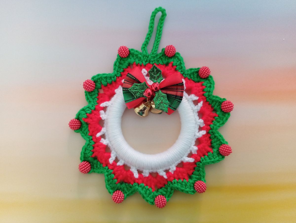 Petite couronne de Noël blanche/verte/rouge