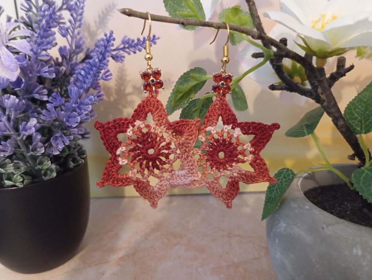 Boucle d'Oreille Brun/Rouge dégradé