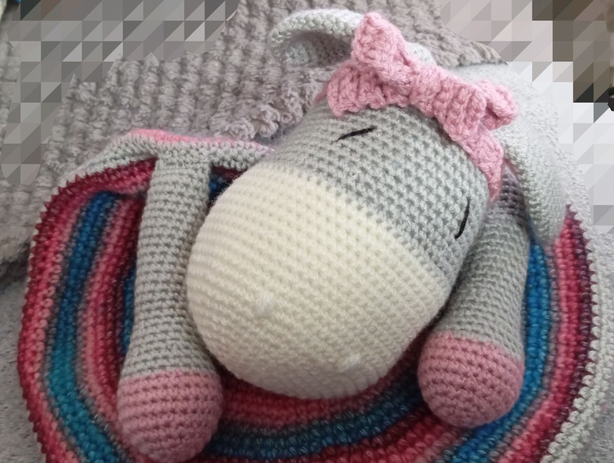 Doudou plat Ane gris clair