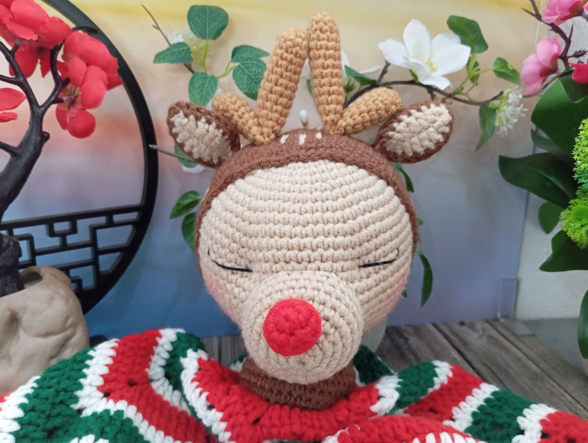 Doudou endormi Renne de Noël