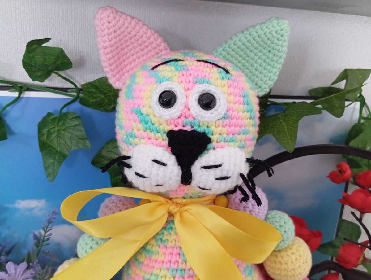 Chat "Boules" Amigurumi Pastel