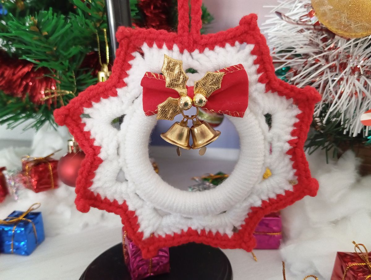 Petite couronne de Noël blanche/rouge