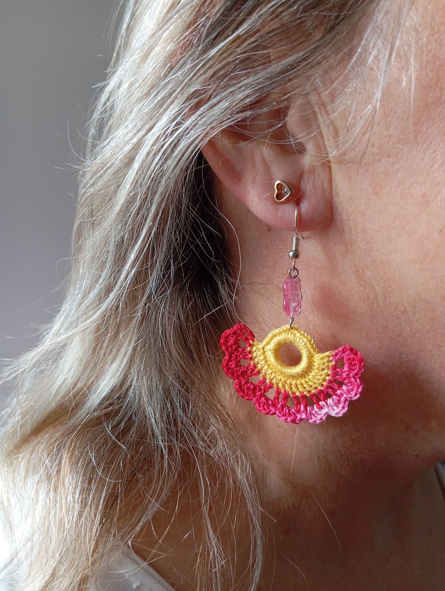 Boucle d'Oreille éventail Jaune/Rouge