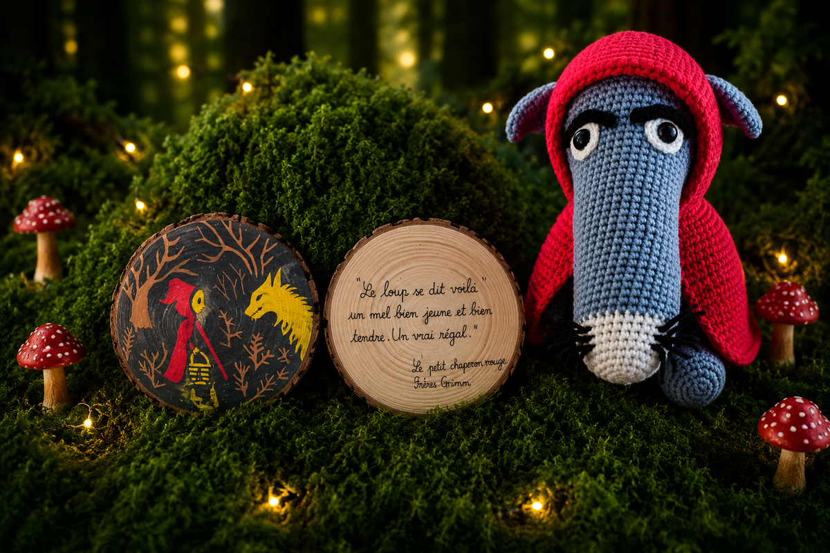 Disque en bois illustré – Le Petit Chaperon Rouge