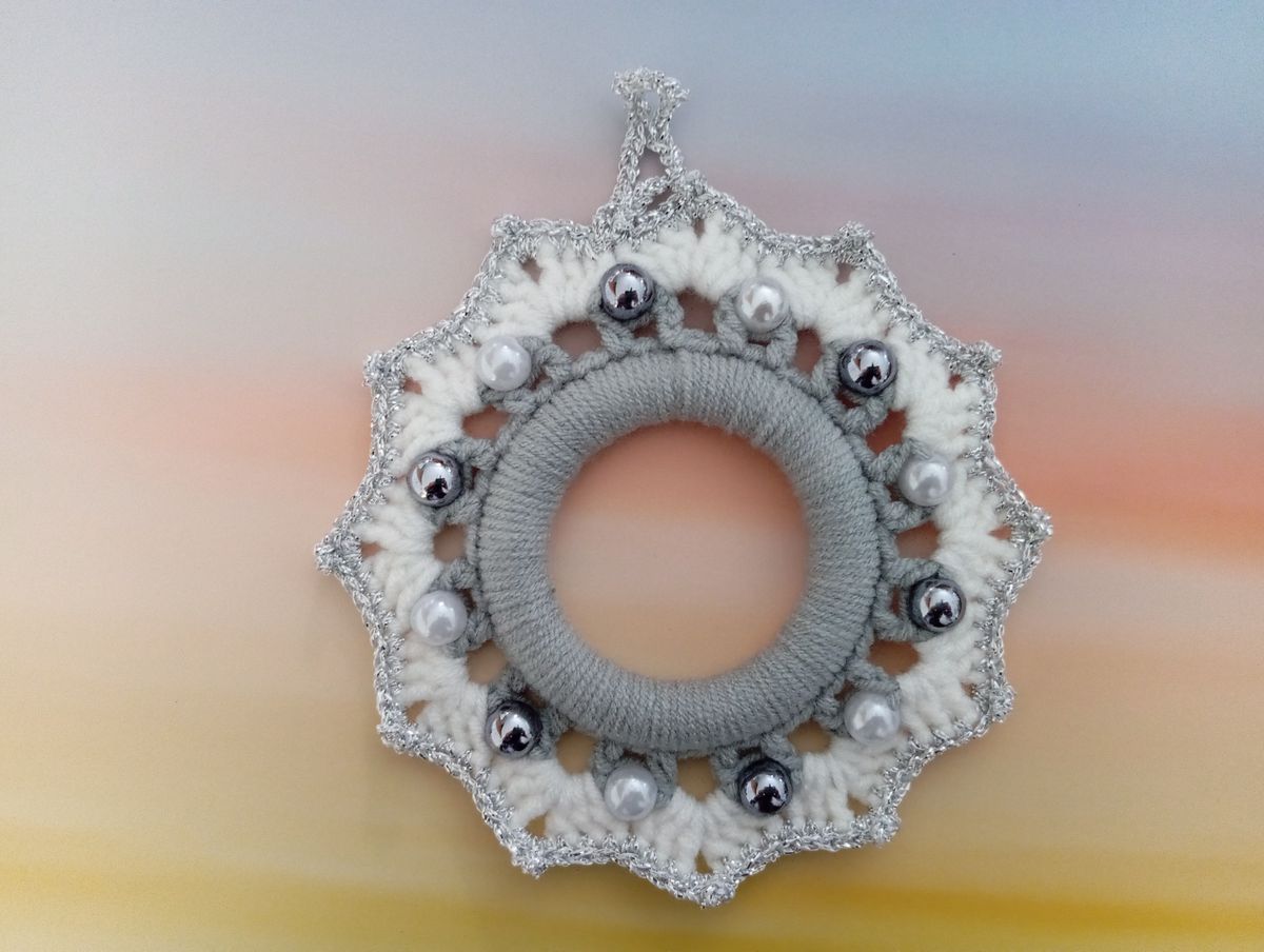 Petite couronne de Noël Grise/Blanche