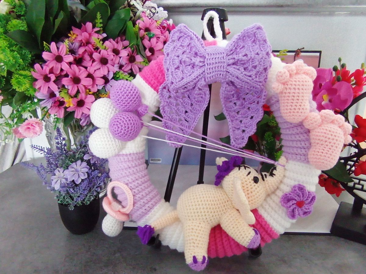 Couronne de naissance blanche/lilas/rose/jaune
