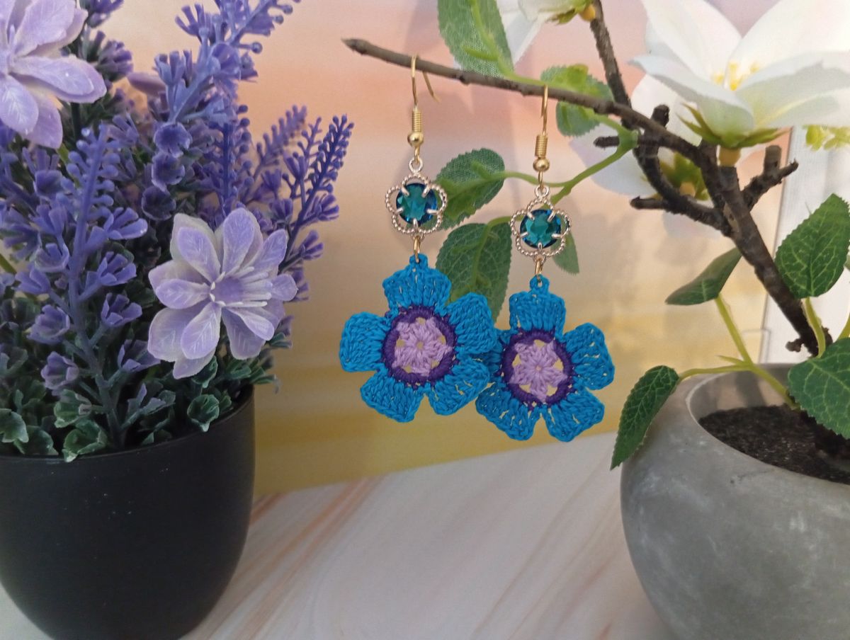 Boucle d'Oreille Bleue/Lilas
