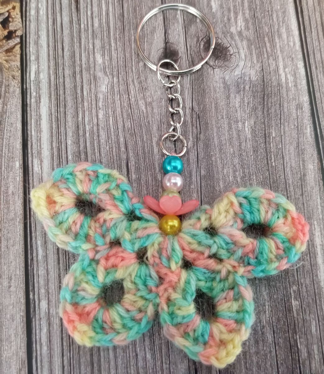 Porte clé papillon pastel