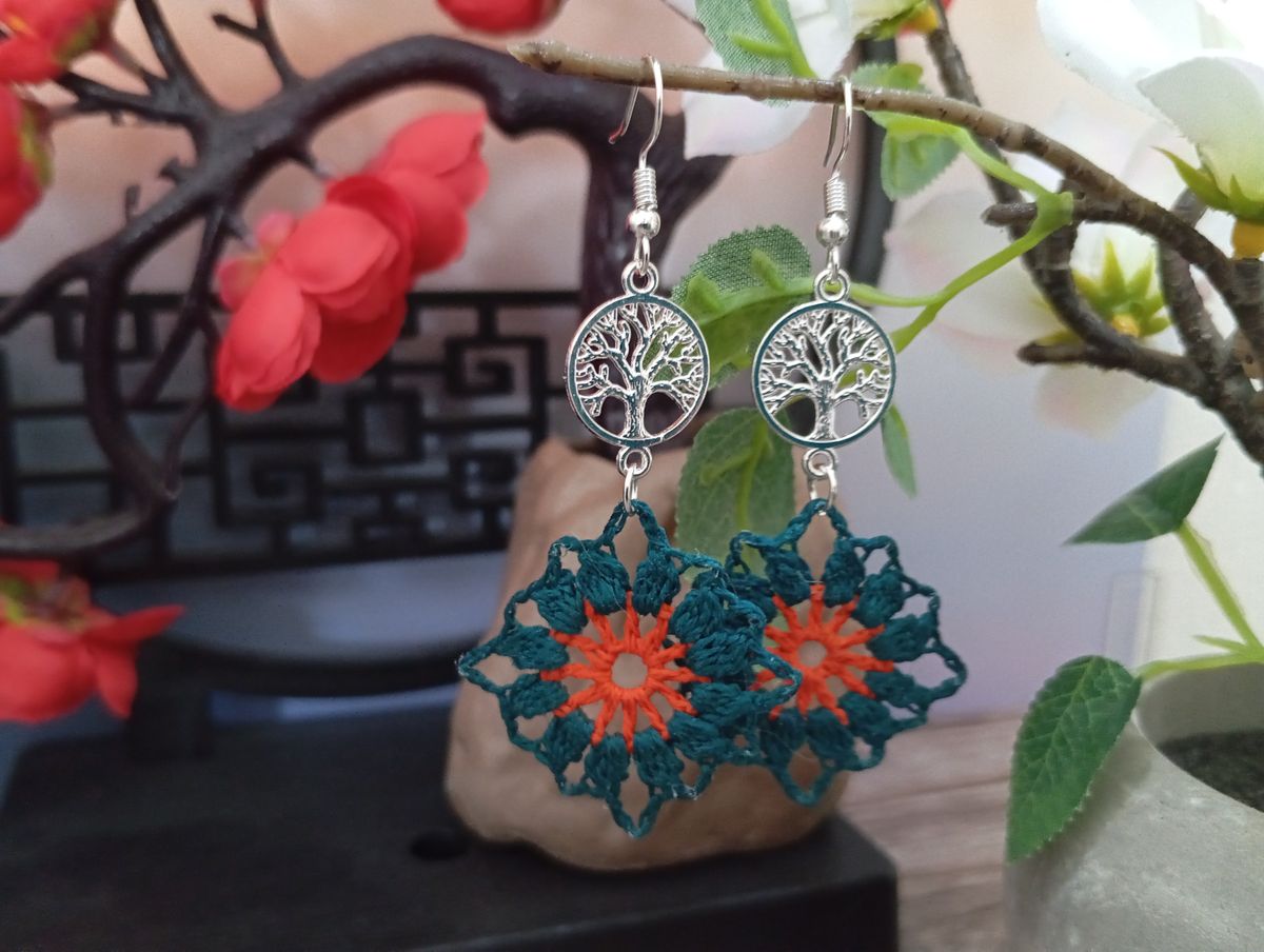Boucle d'Oreille orange/verte