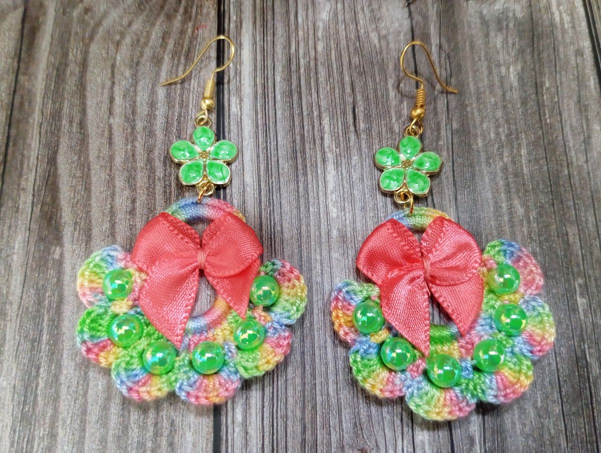 Boucle d'Oreille Arc en ciel avec perles