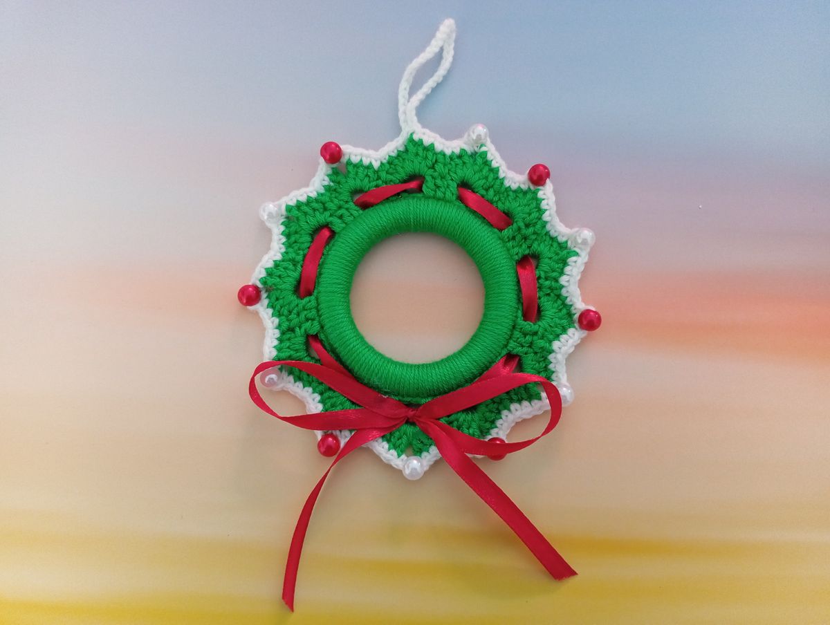 Petite couronne de Noël verte/blanche