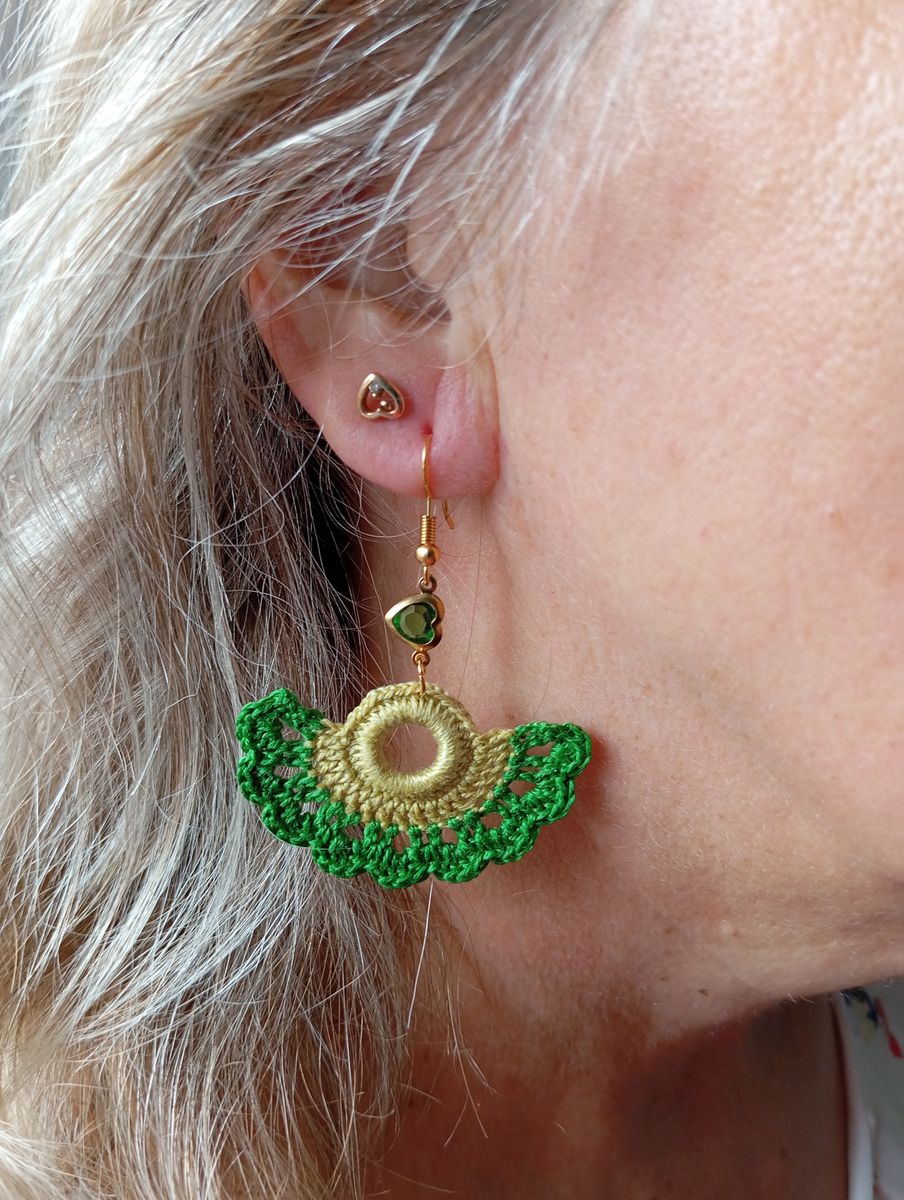Boucle d'Oreille éventail dégradée de vert