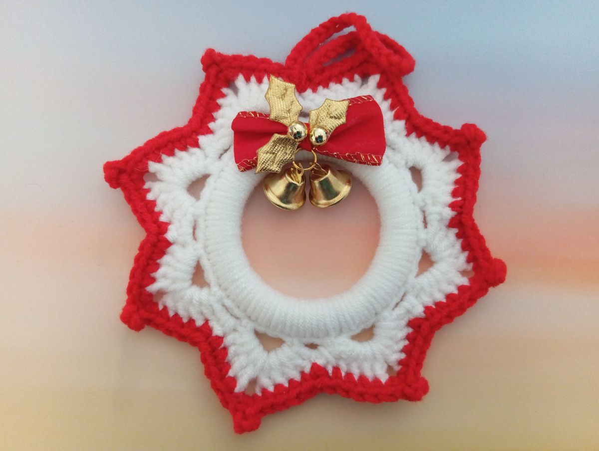Petite couronne de Noël blanche/rouge