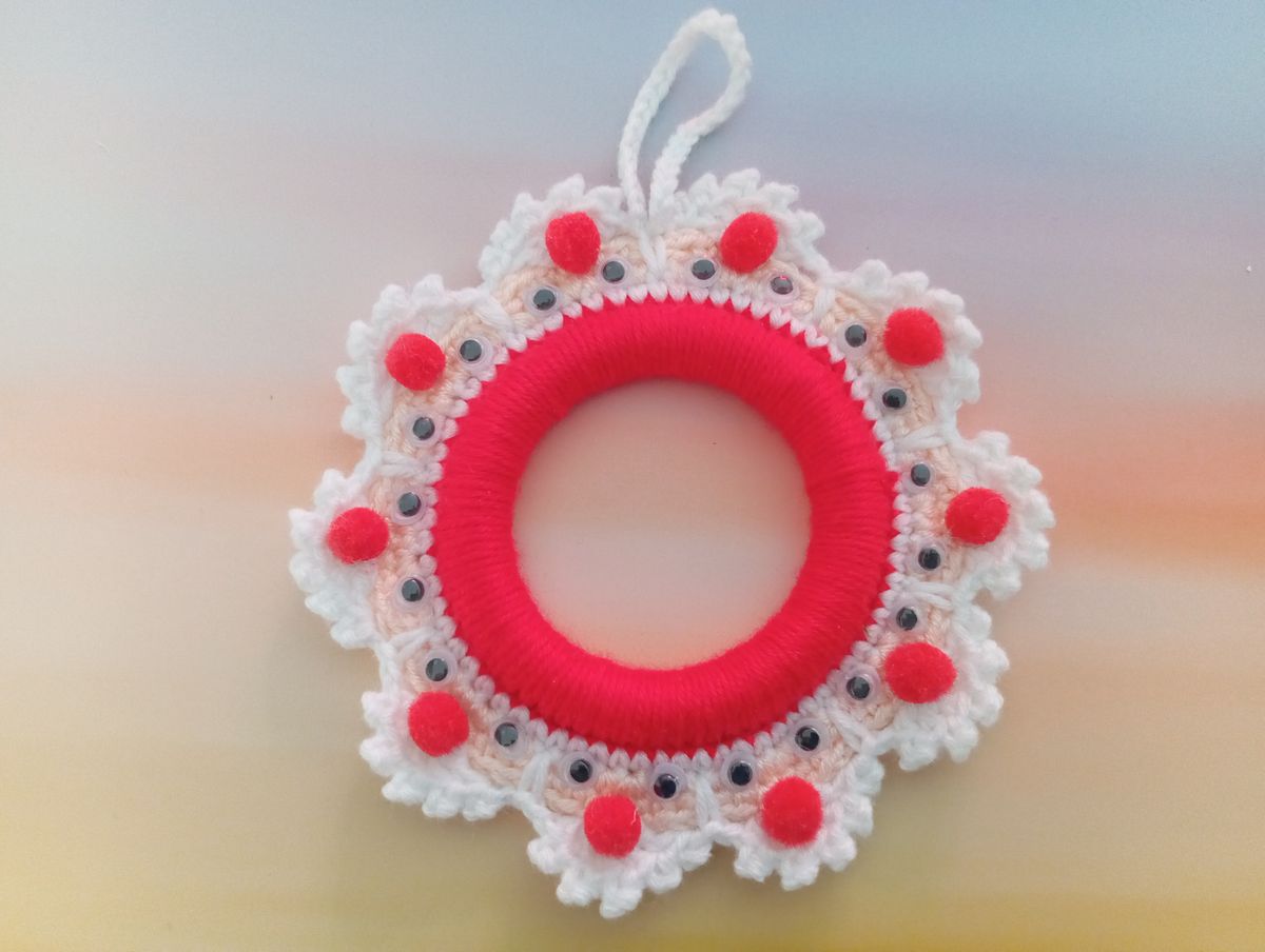 Petite couronne de Noël Tête de père Noël Rouge/Rose/Blanche