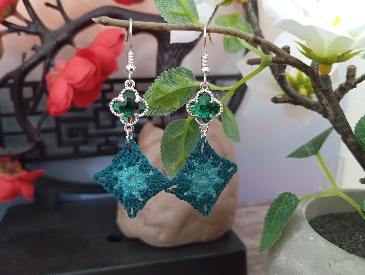 Boucle d'Oreille vert canard/verte