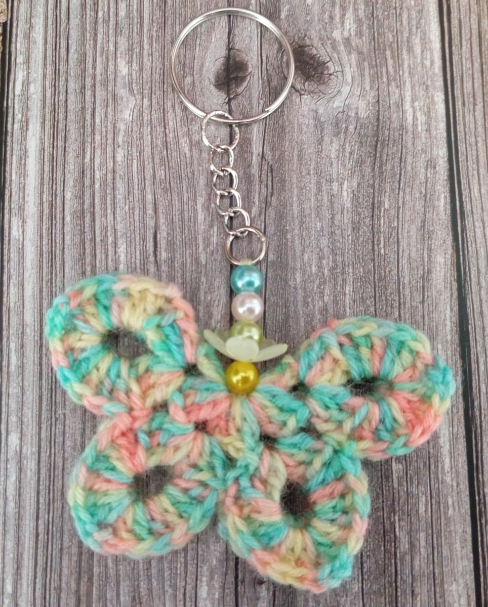 Porte clé papillon pastel