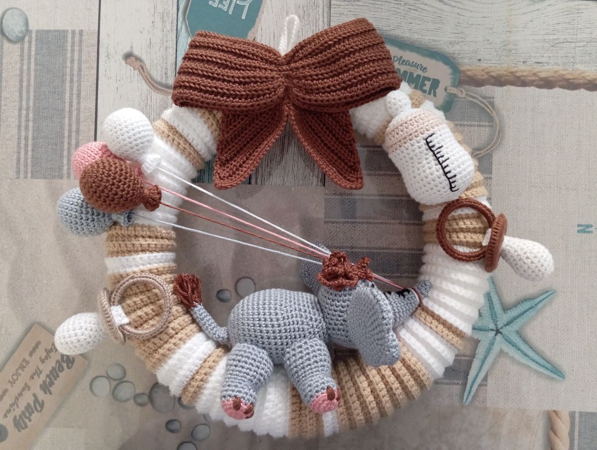 Couronne de naissance marron/beige/blanche