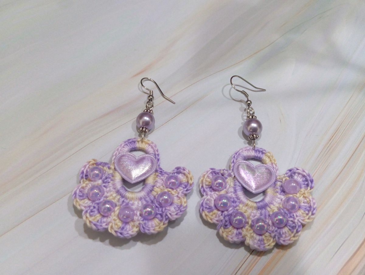 Boucle d'Oreille Lilas/Jaune avec perles