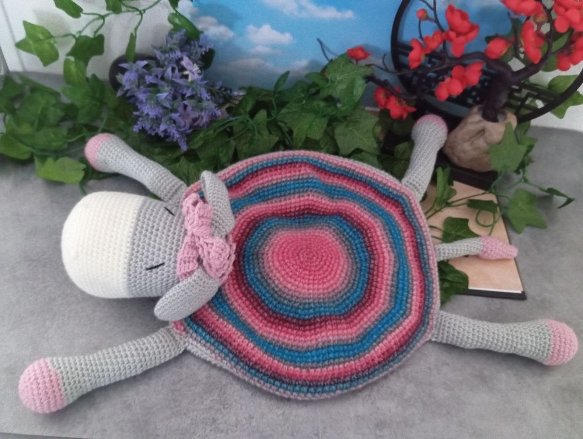 Doudou plat Ane gris clair