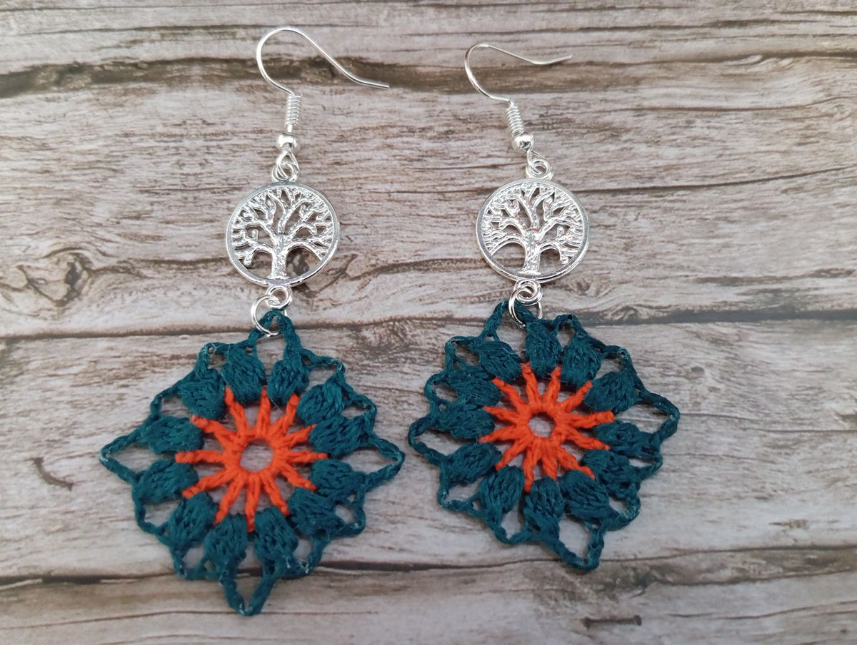 Boucle d'Oreille orange/verte