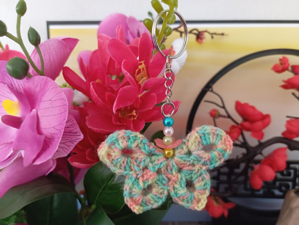 Porte clé papillon pastel