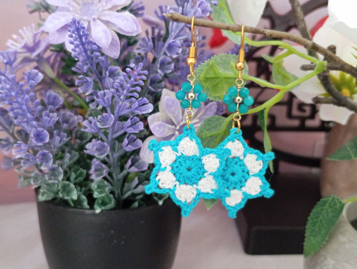 Boucle d'Oreille Bleue/Blanche