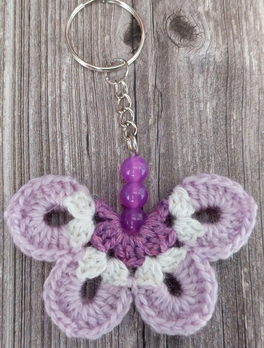 Porte clé papillon lilas/blanc/violet