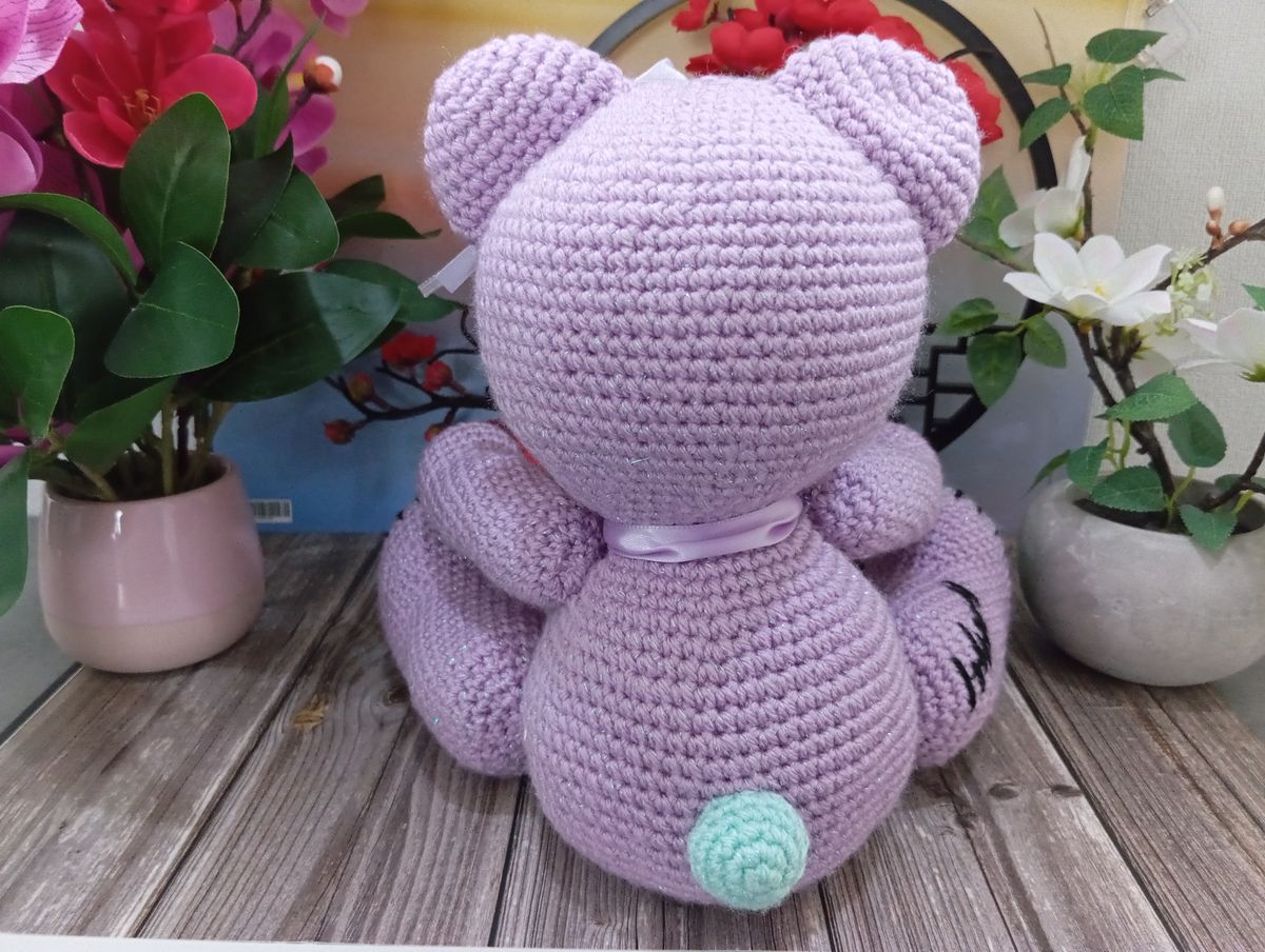 Ours Teddy Bear mauve/vert menthe