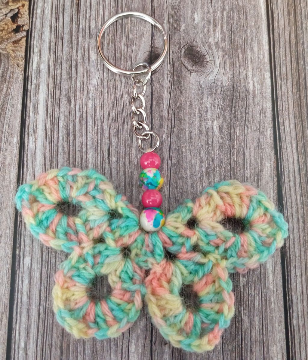 Porte clé papillon pastel