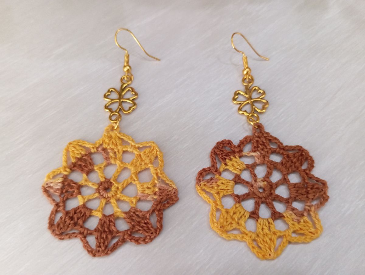 Boucle d'Oreille Marron/Jaune
