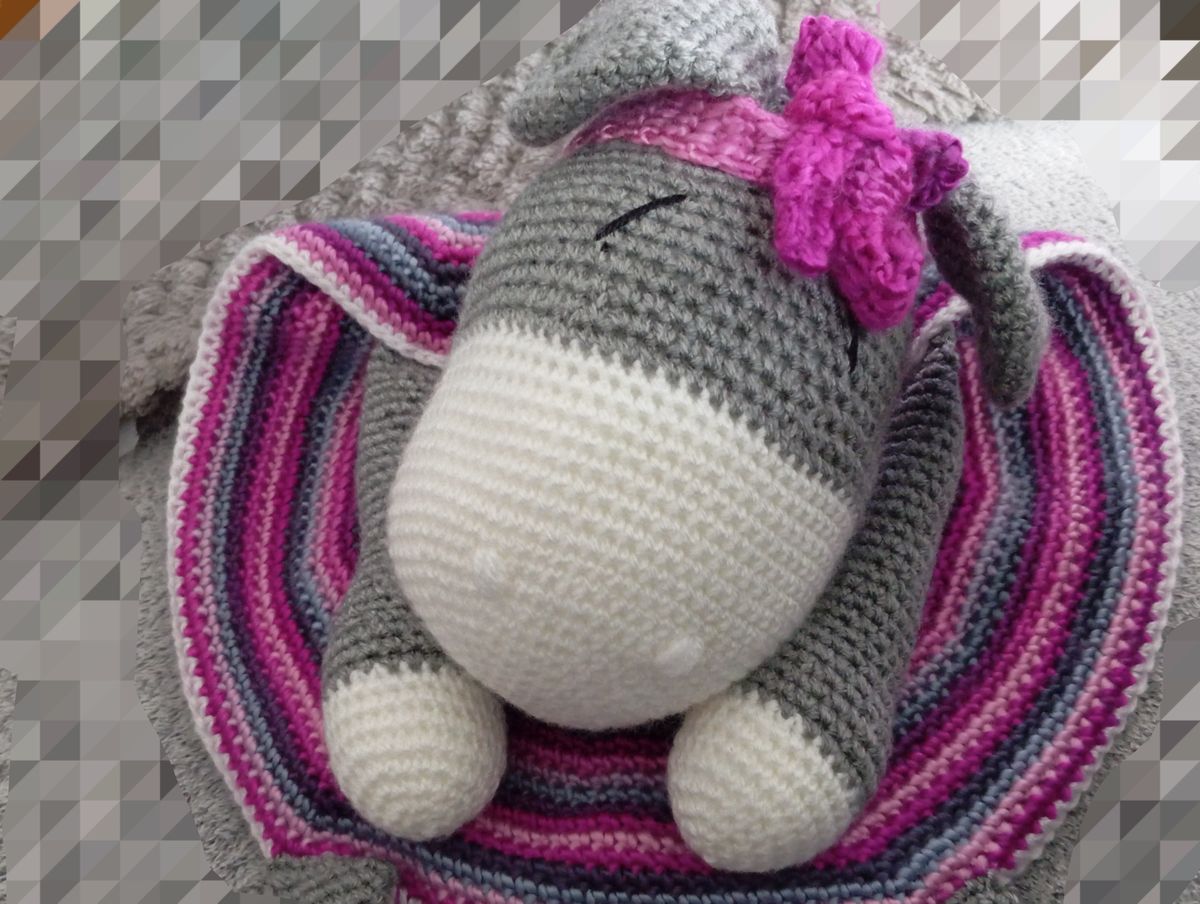 Doudou plat âne gris foncé