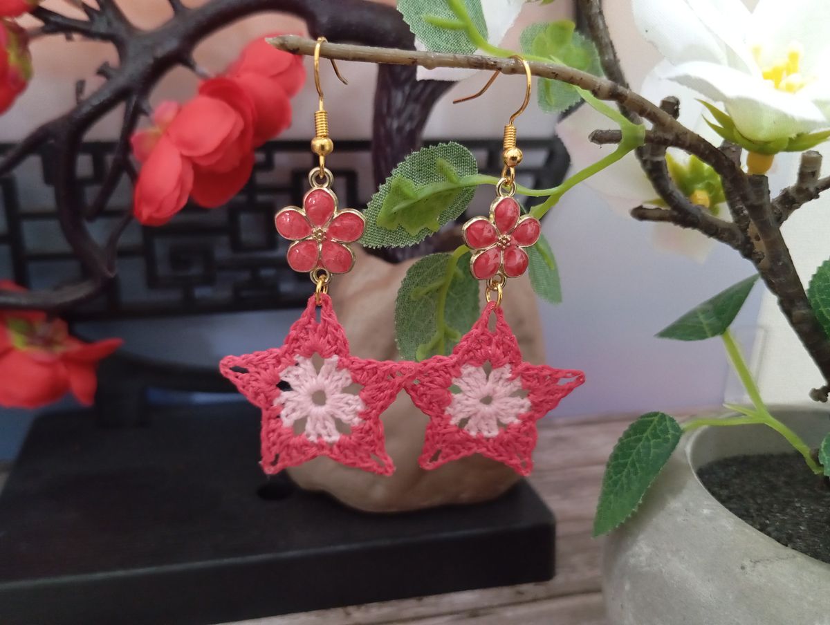 Boucle d'Oreille rose/rose fuchsia
