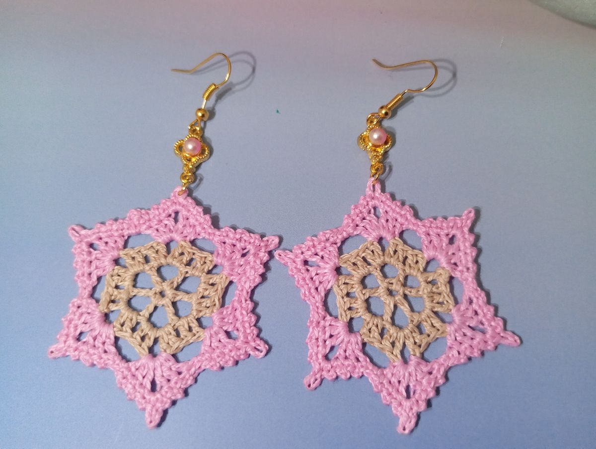 Boucle d'Oreille Beige/Rose