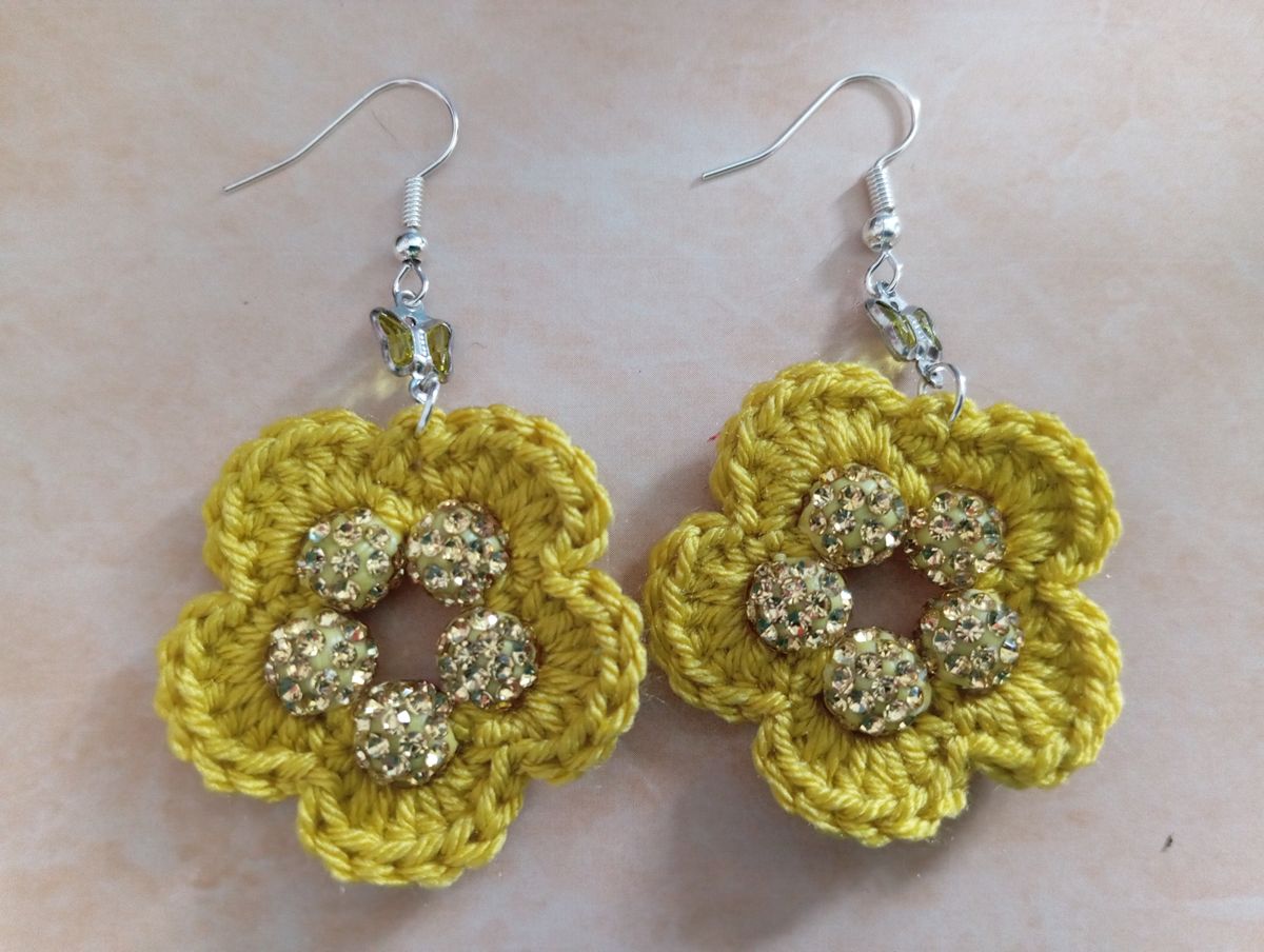 Boucle d'Oreille Verte/Kaki clair avec perles
