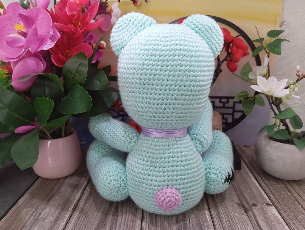 Ours Teddy Bear vert menthe/mauve