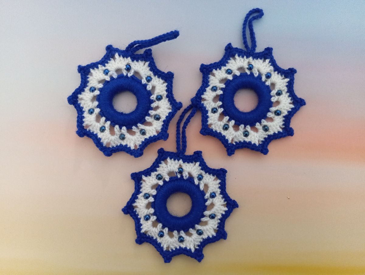 Lot de Petites couronnes de Noël blanche/bleue